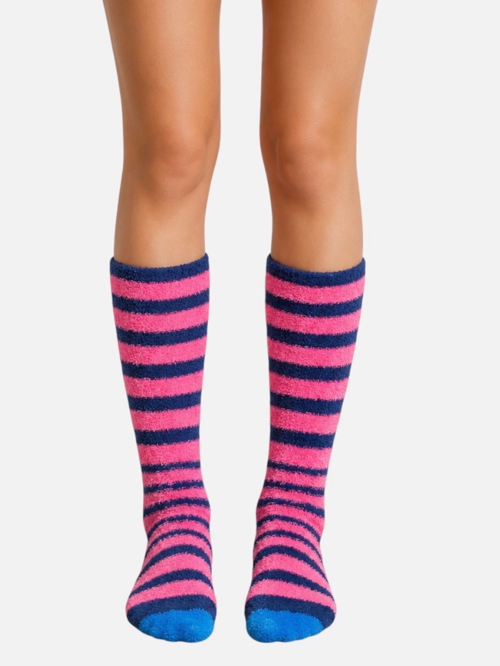 Spenser’s colorful Y2K kidcore Striped Fuzzy Knee-High Crew Socks size 5-6.
